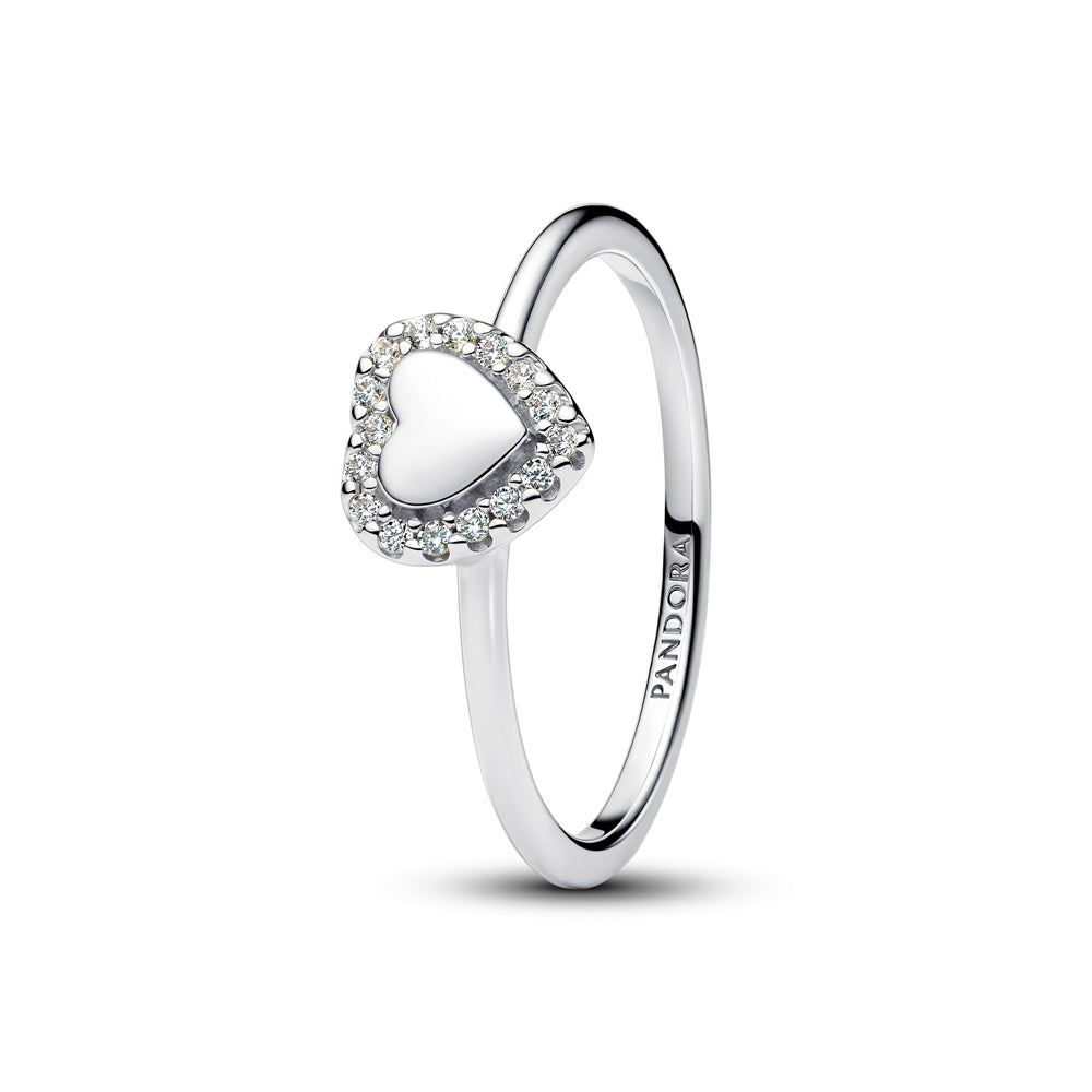 Pandora Silver Engravable Heart Halo Ring
