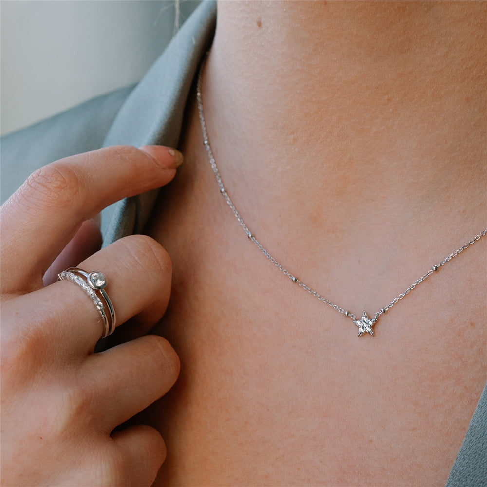 Seek + Find Shine Silver Star Necklace