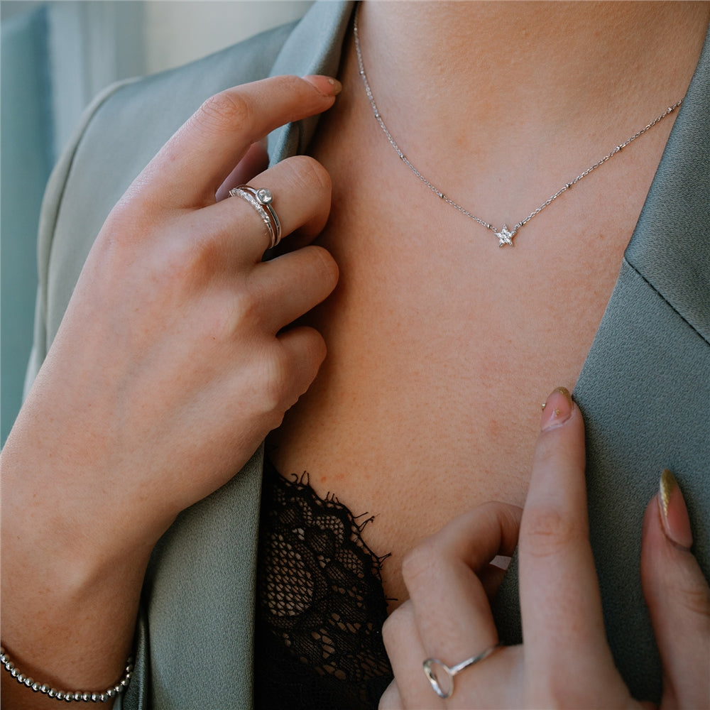 Seek + Find Shine Silver Star Necklace