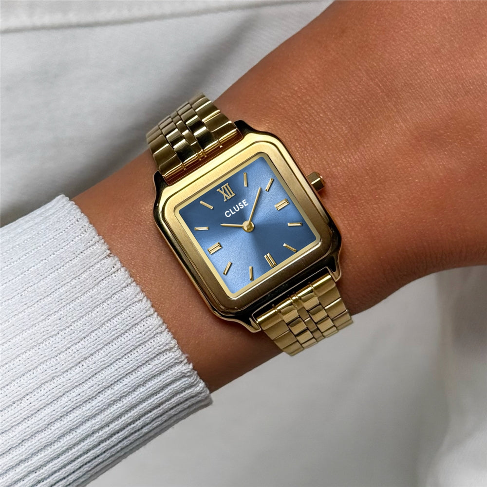 CLUSE Gold Gracieuse Square Blue Watch