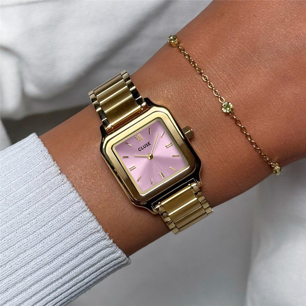 CLUSE Gold Gracieuse Petite Square Pink Watch