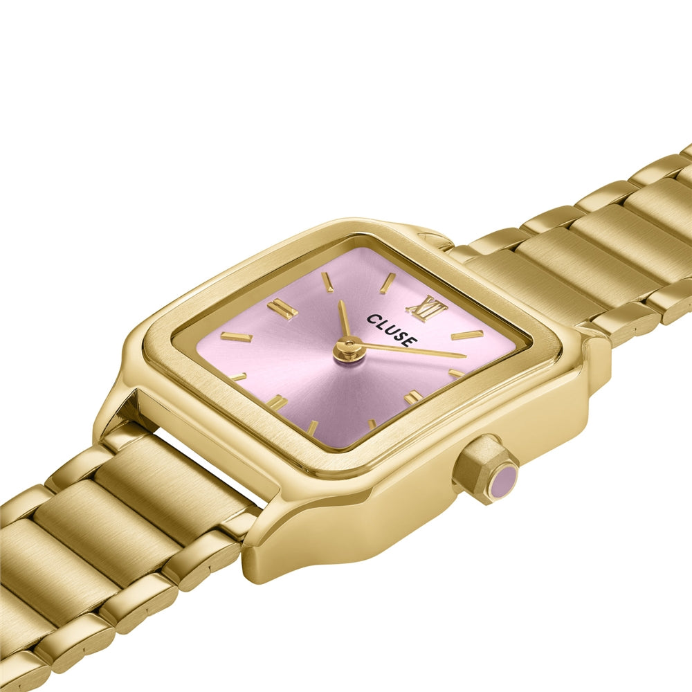 CLUSE Gold Gracieuse Petite Square Pink Watch