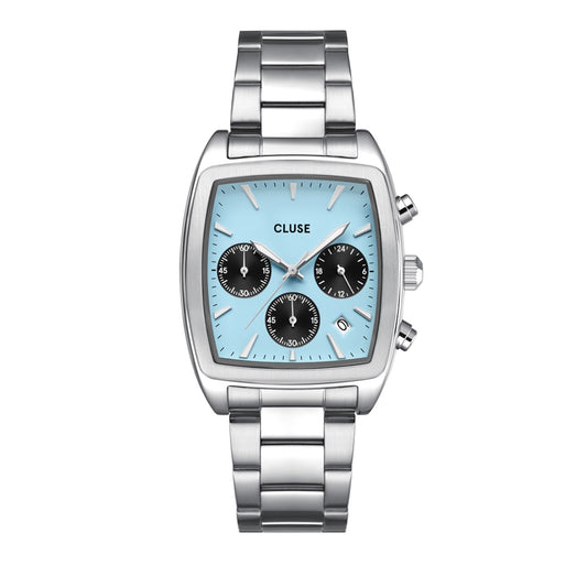 CLUSE Silver Quartaut Chronograph Light Blue Watch