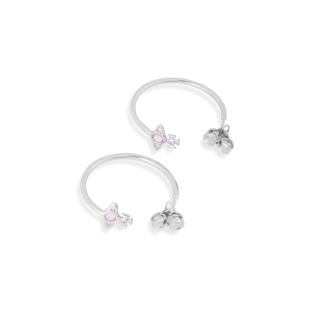 Vivienne Westwood Silver Heather Lavender Orb Hoop Earrings
