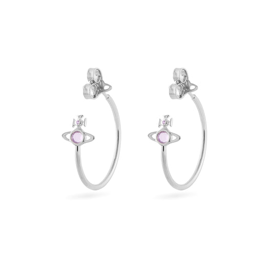 Vivienne Westwood Silver Heather Lavender Orb Hoop Earrings
