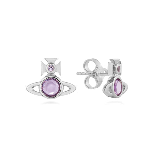 Vivienne Westwood Silver Heather Lavender Orb Stud Earrings