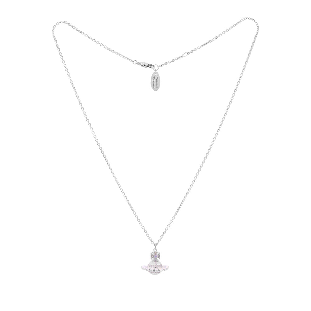 Vivienne Westwood Silver Jordana Bas Relief Pink Opal Orb Necklace