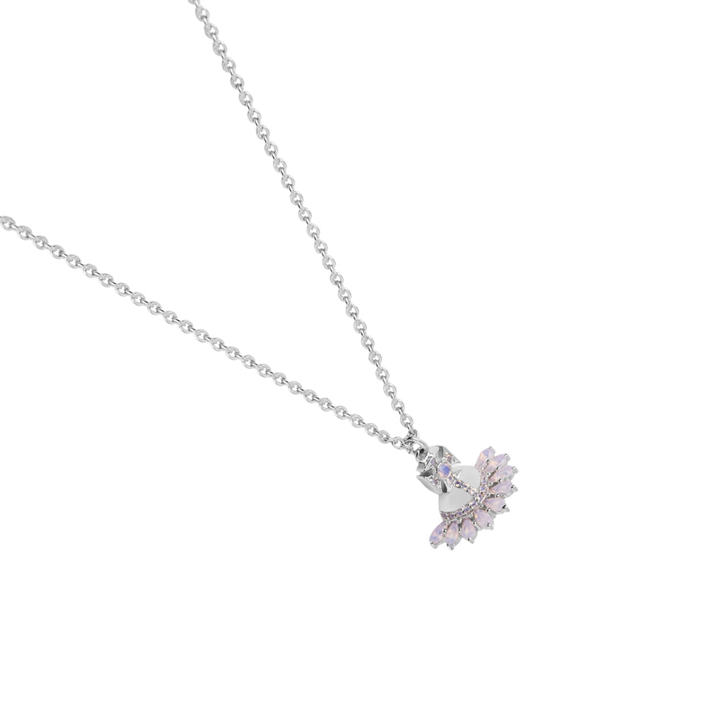 Vivienne Westwood Silver Jordana Bas Relief Pink Opal Orb Necklace