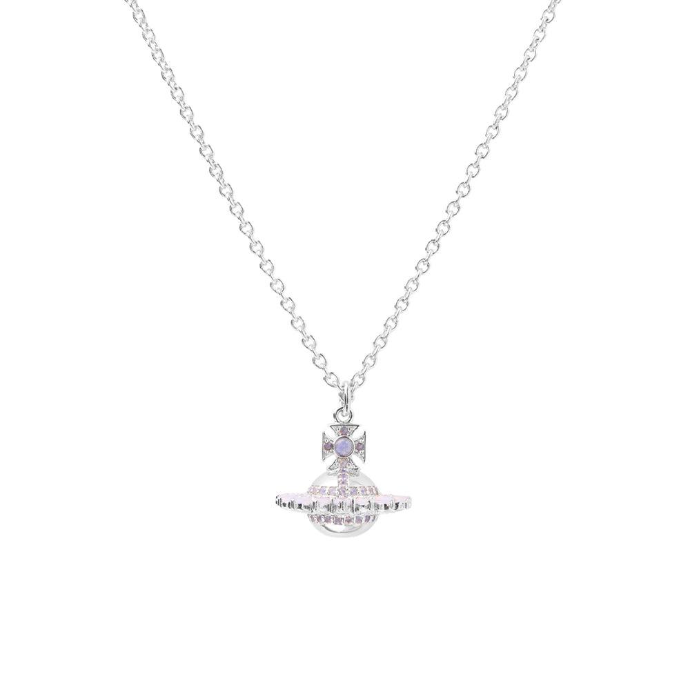 Vivienne Westwood Silver Jordana Pink Opal Orb Necklace