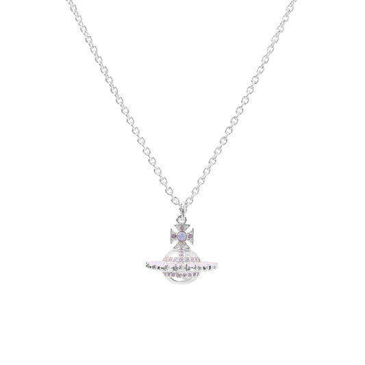 Vivienne Westwood Silver Jordana Pink Opal Orb Necklace