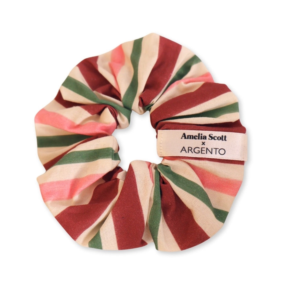 Amelia Scott Green Merlot Striped Scrunchie