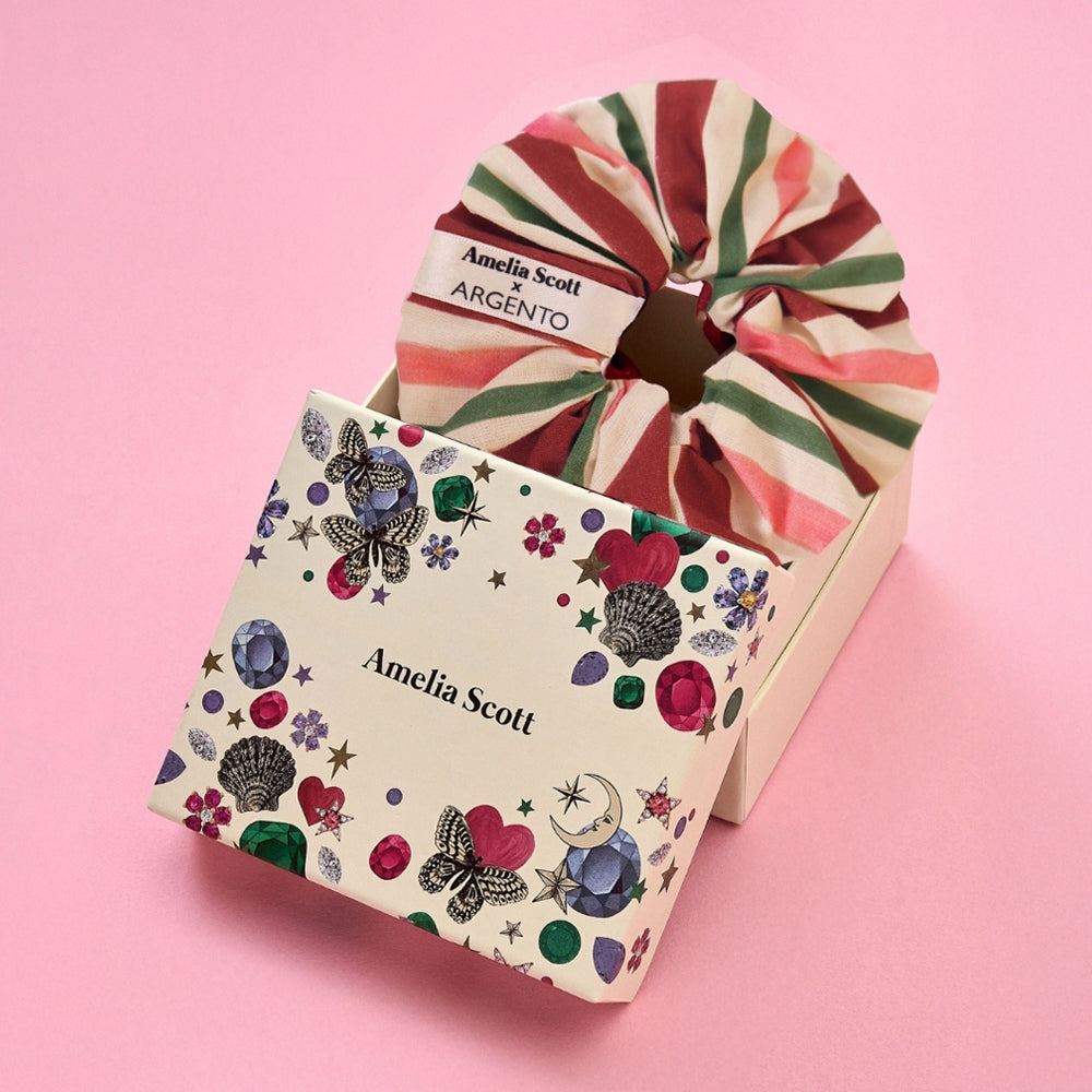 Amelia Scott Green Merlot Striped Scrunchie