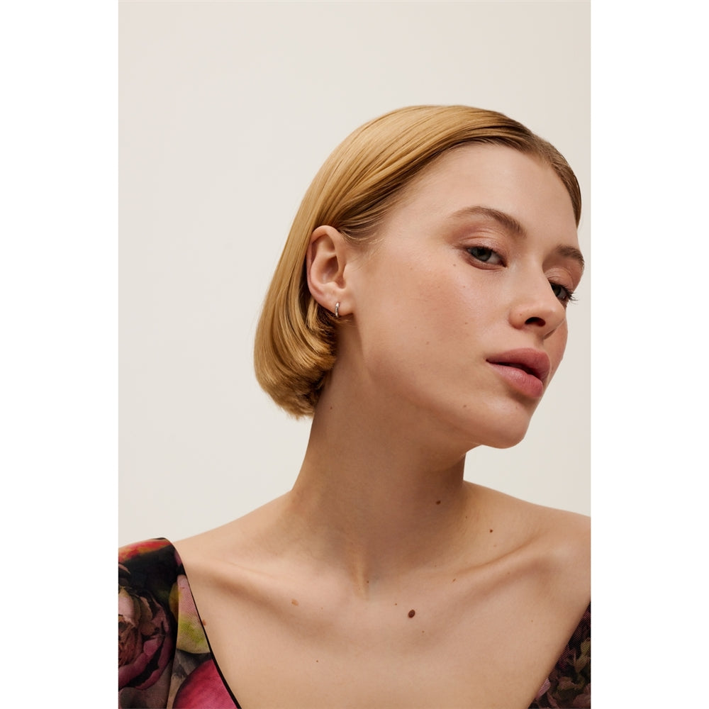 Ted Baker Silver Crisete Logo Hoops 10mm