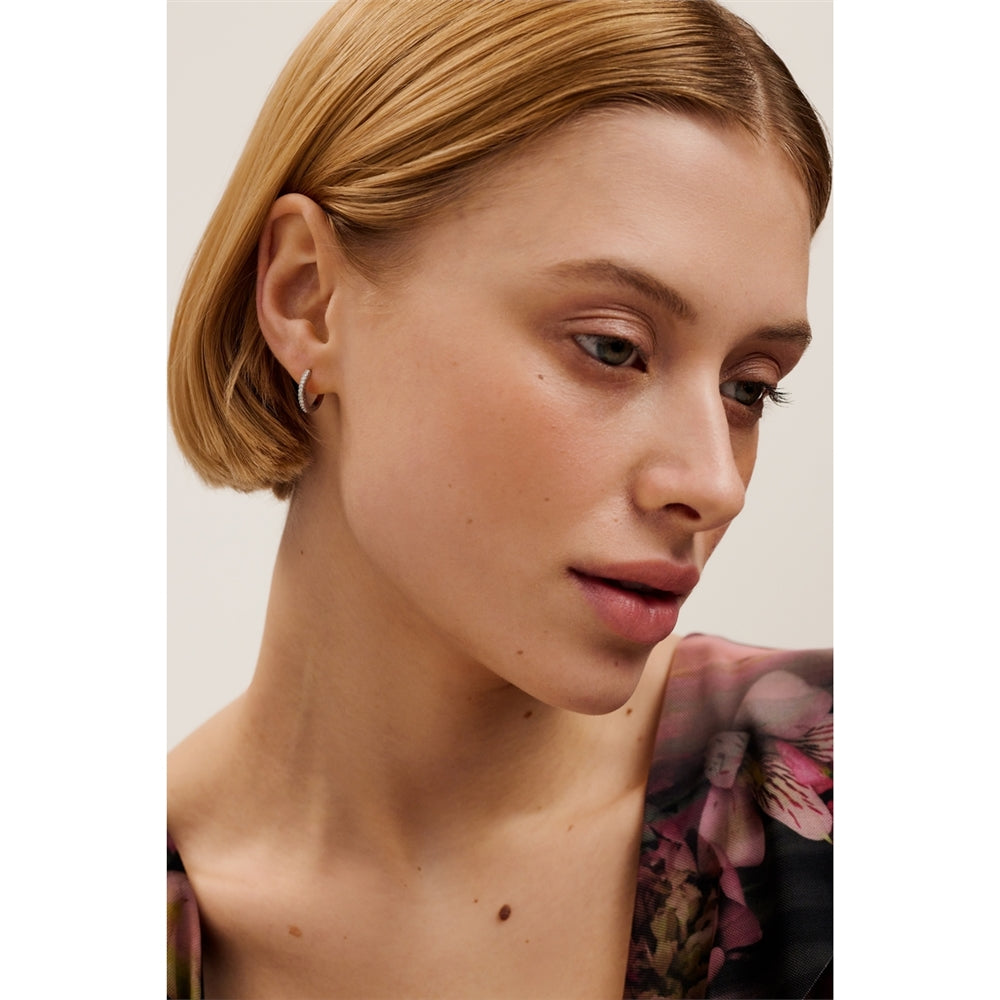 Ted Baker Silver Heplie Crystal Hoops 14mm