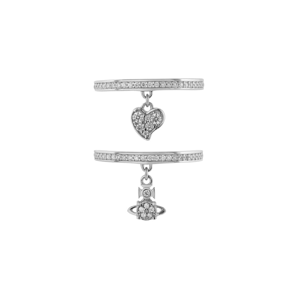 Vivienne Westwood Sterling Silver Brandita Heart Orb Ring Set