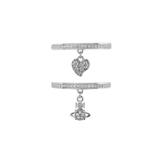 Vivienne Westwood Sterling Silver Brandita Heart Orb Ring Set
