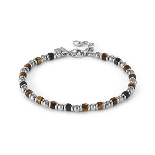 Nomination Instinct Style Sea Edition Tiger's Eye & Lava Stone Beaded Bracelet