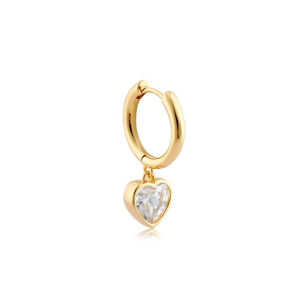 August Woods Gold Cubic Zirconia Heart Hoop Earrings
