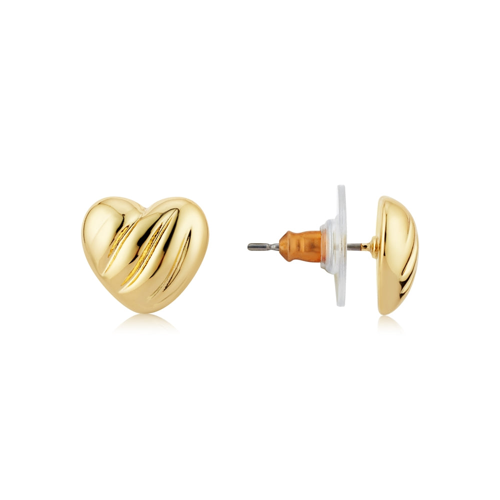 August Woods Gold Vintage Heart Studs