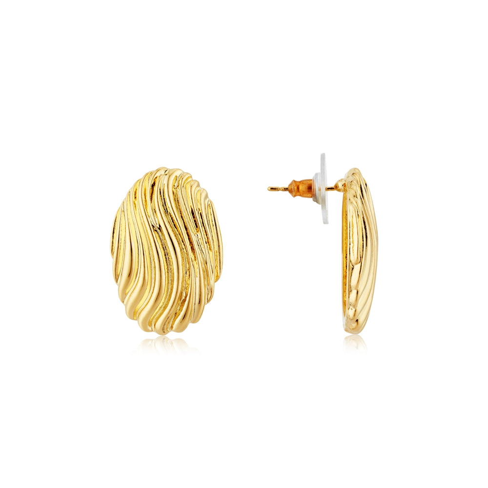 August Woods Gold Vintage Oval Stud Earrings