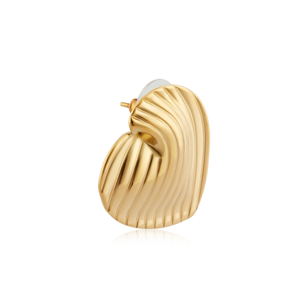 August Woods Gold Wave Heart Stud Earrings