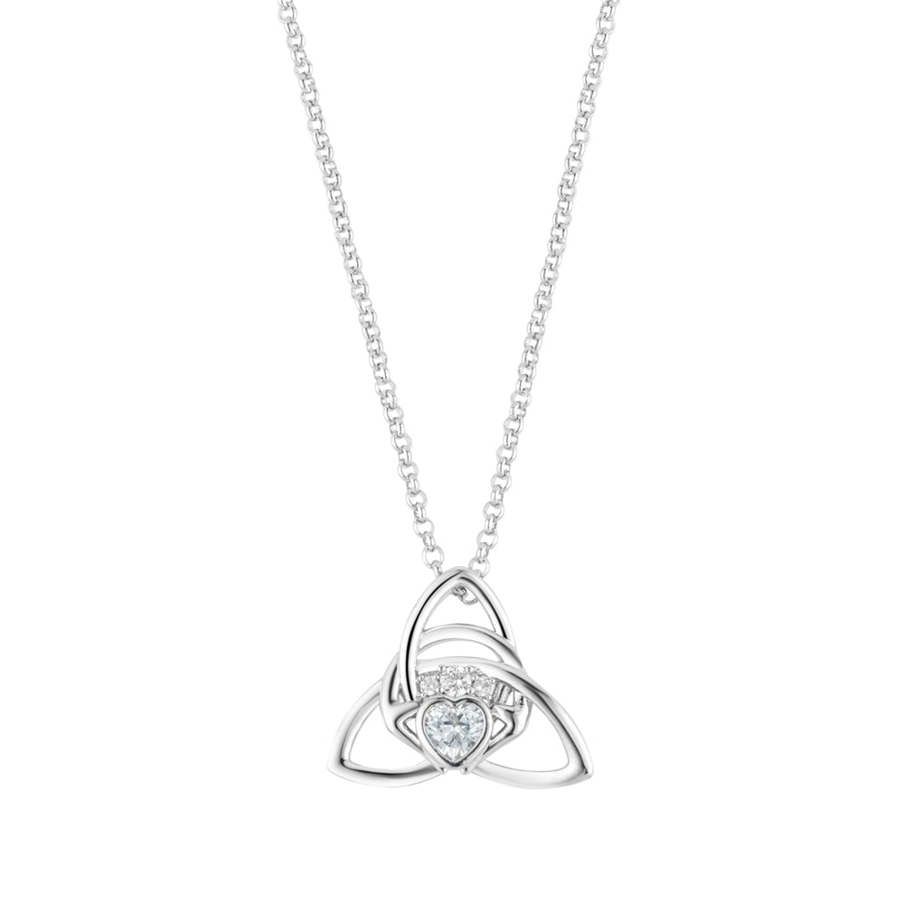 Karma Silver Claddagh Celtic Knot Necklace