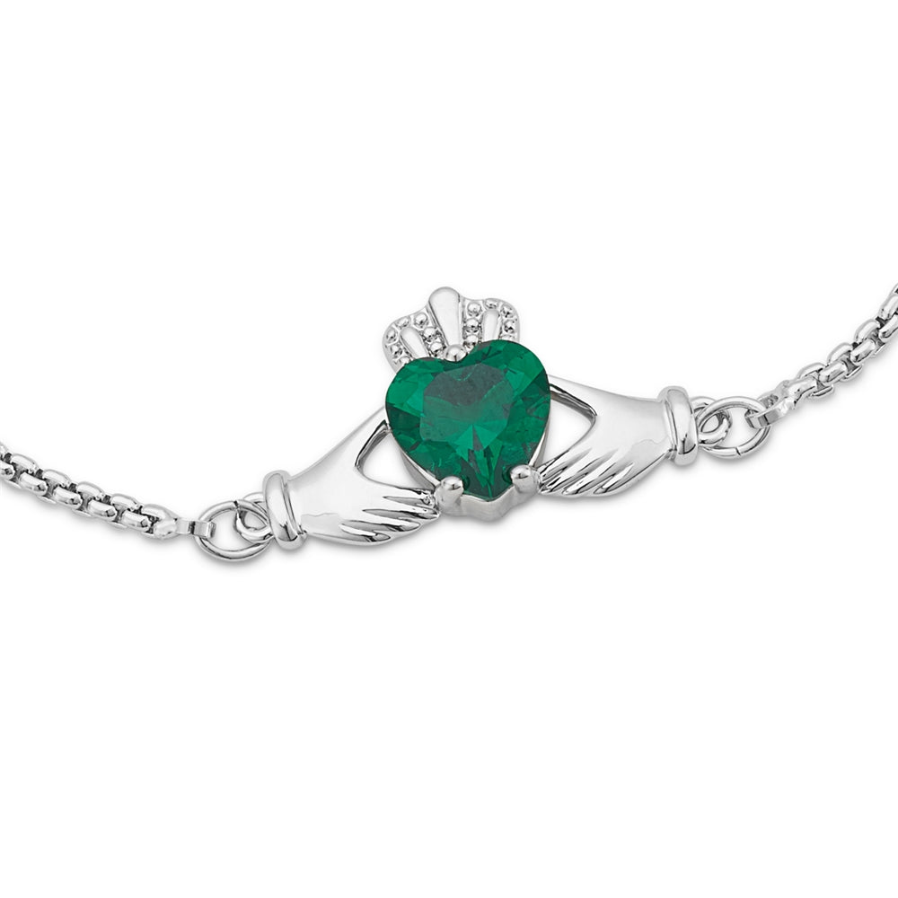 Karma Silver Green Claddagh Pull Bracelet
