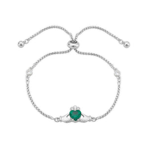 Karma Silver Green Claddagh Pull Bracelet