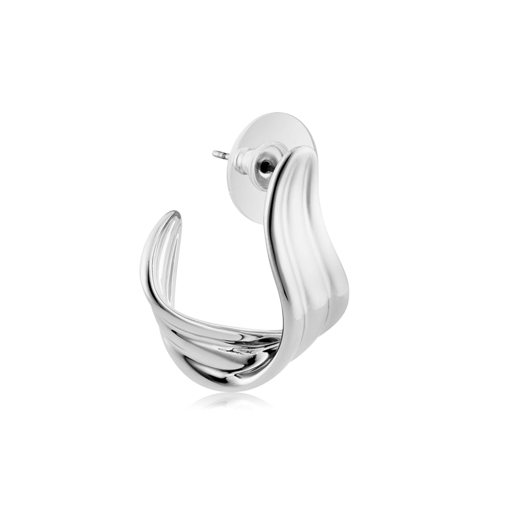 August Woods Silver Twist Hoop Earrings