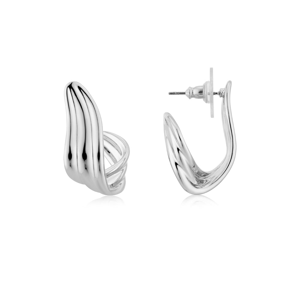 August Woods Silver Twist Hoop Earrings