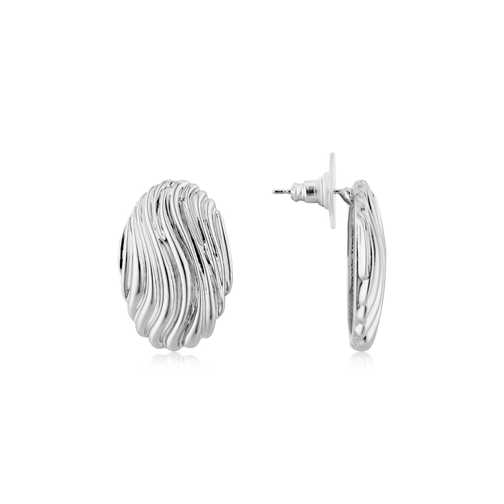 August Woods Silver Vintage Oval Stud Earrings