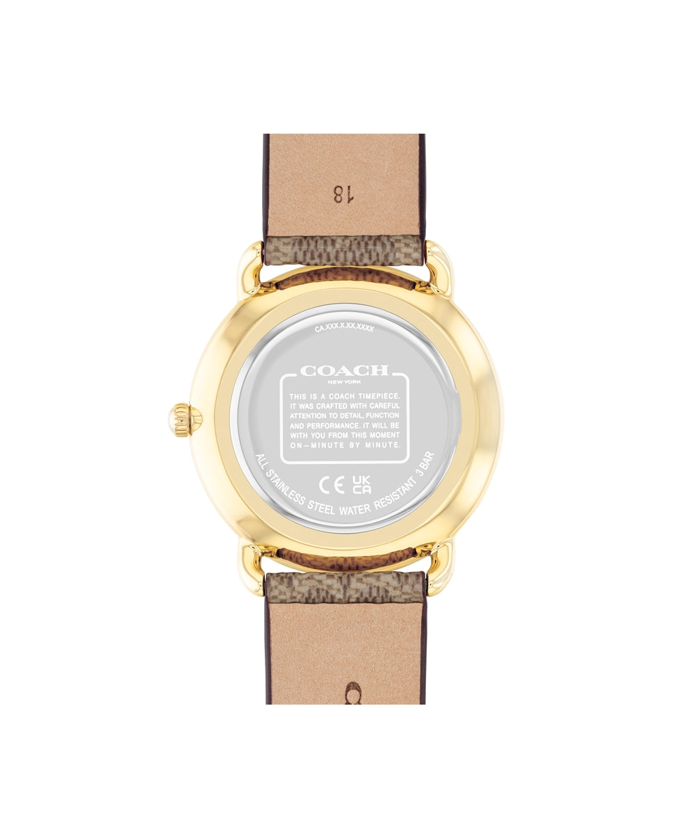 Coach Gold Elliot Brown Logo Strap Watch