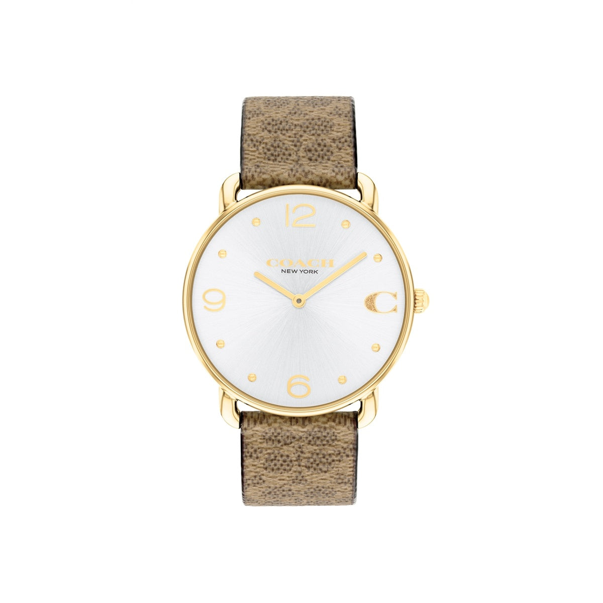 Coach Gold Elliot Brown Logo Strap Watch