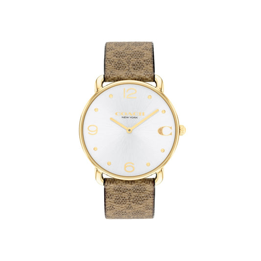Coach Gold Elliot Brown Logo Strap Watch