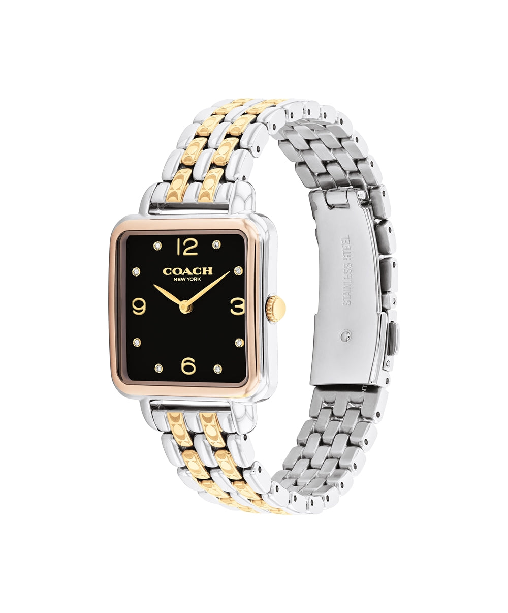 Coach Gold Mix Cass Black Square Dial Watch