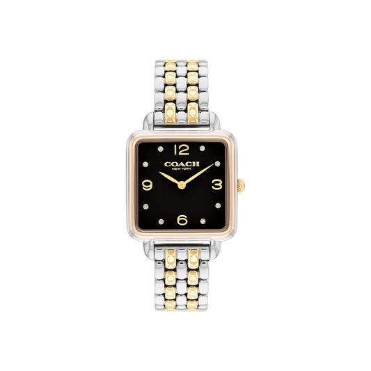 Coach Gold Mix Cass Black Square Dial Watch
