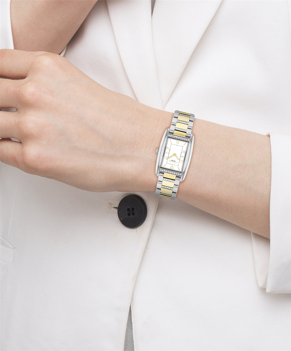 Coach Gold Mix Reese Rectangle Crystal Bracelet Watch