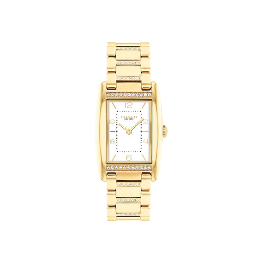Coach Gold Reese Rectangle Crystal Bracelet Watch
