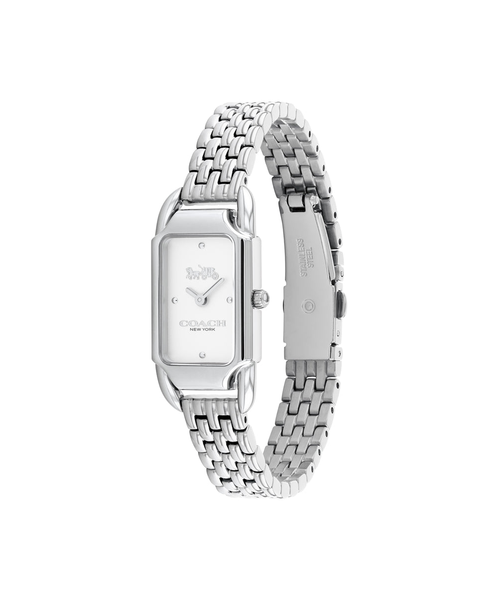 Coach Silver Cadie White Rectangle Bracelet Watch
