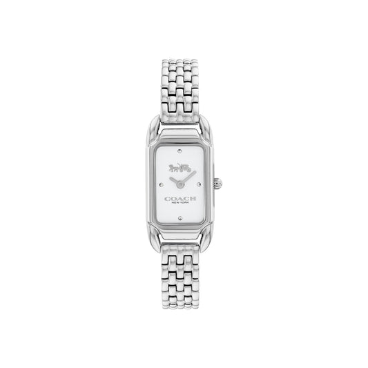 Coach Silver Cadie White Rectangle Bracelet Watch