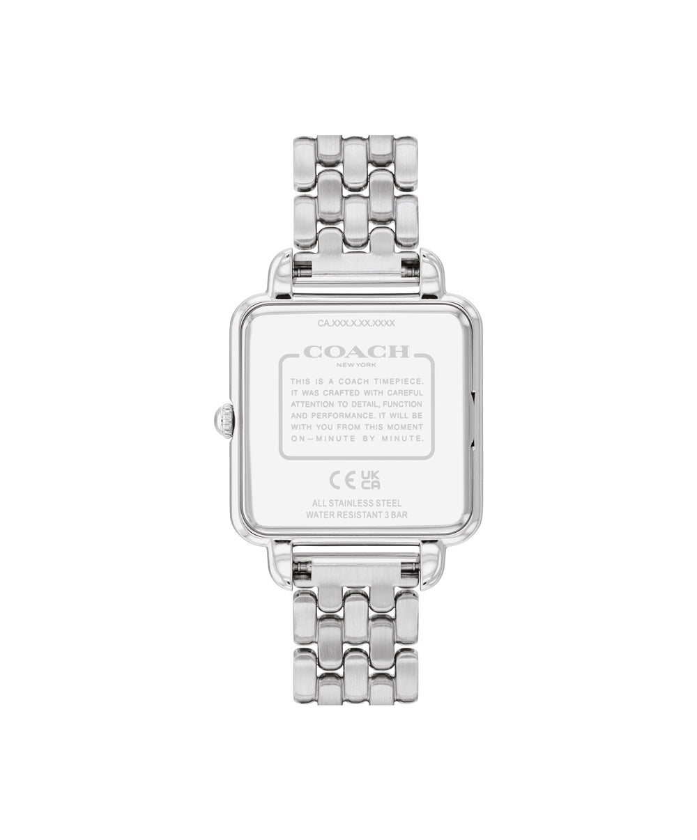 Coach Silver Cass Blue Square Dial Watch