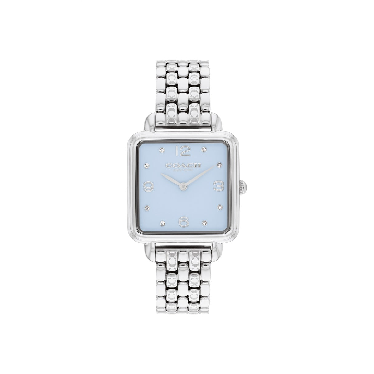 Coach Silver Cass Blue Square Dial Watch