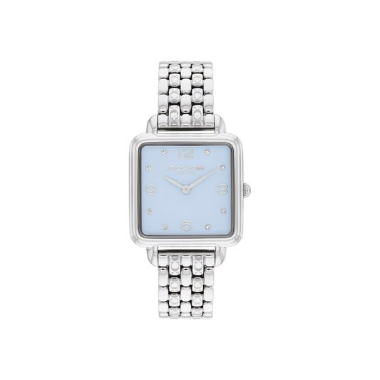 Coach Silver Cass Blue Square Dial Watch
