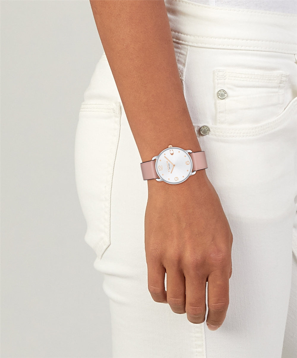 Coach Silver Elliot Pink Leather Watch