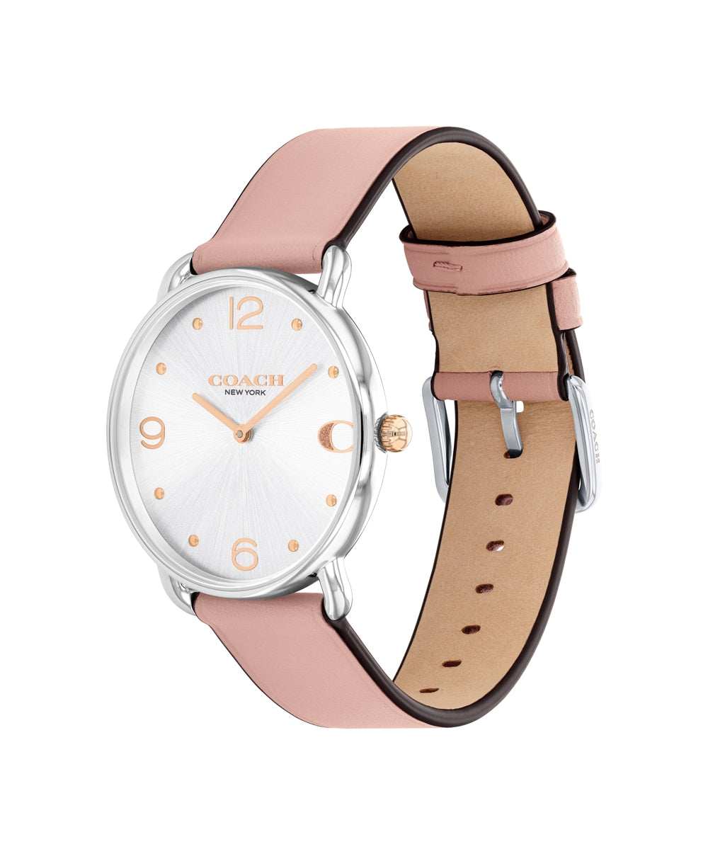 Coach Silver Elliot Pink Leather Watch