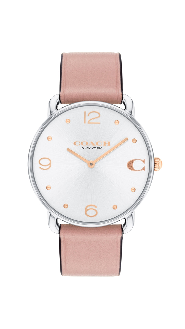 Coach Silver Elliot Pink Leather Watch