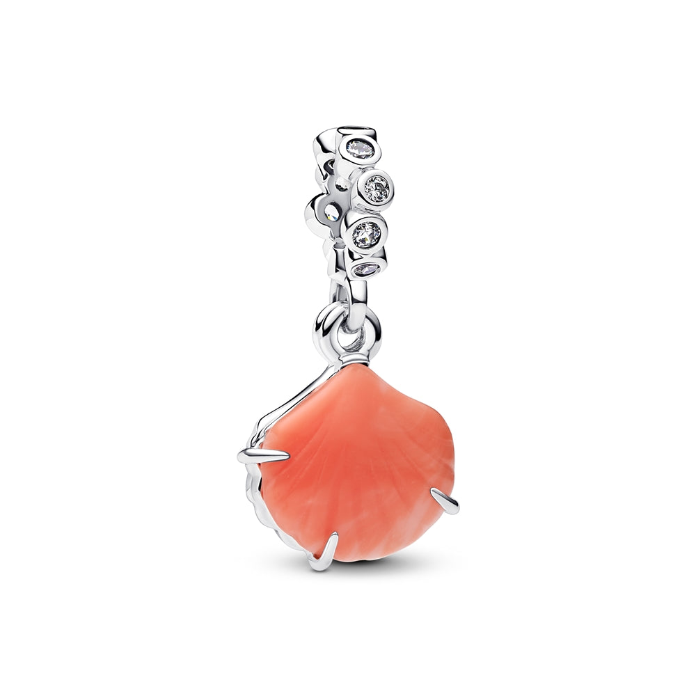 Pandora Silver Coral Shell Double Dangle Charm