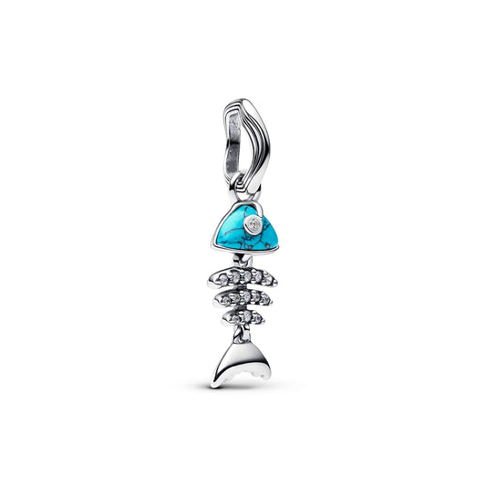 Pandora Silver Turquoise-coloured Fishbone Dangle Charm