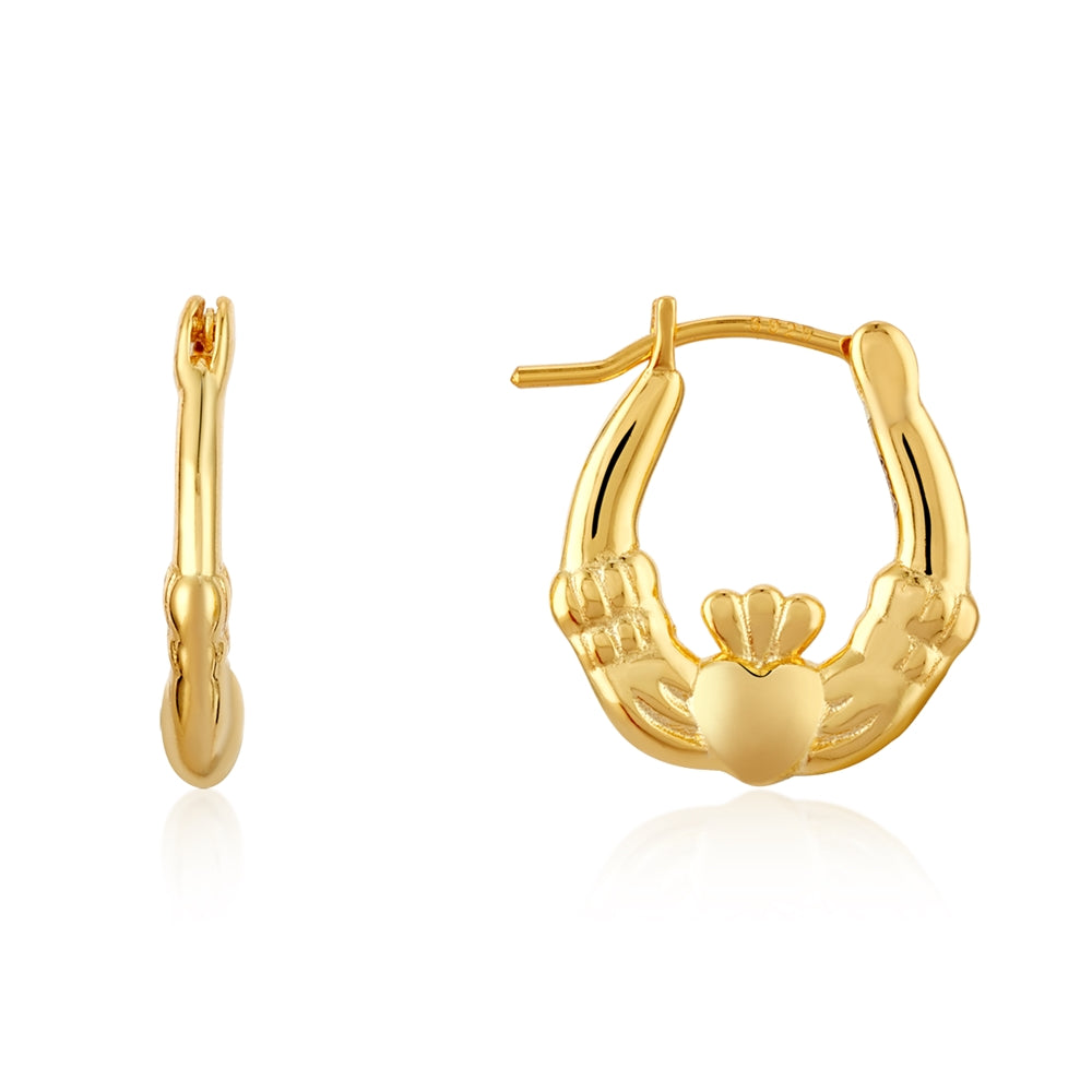 Argento Gold Claddagh Hoops
