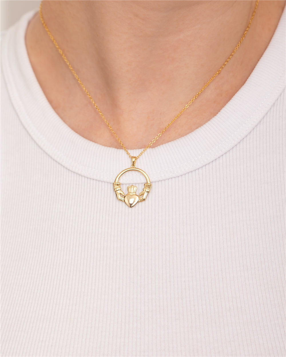 Argento Gold Puffy Claddagh Necklace